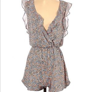 BCBG Floral romper with ruffles